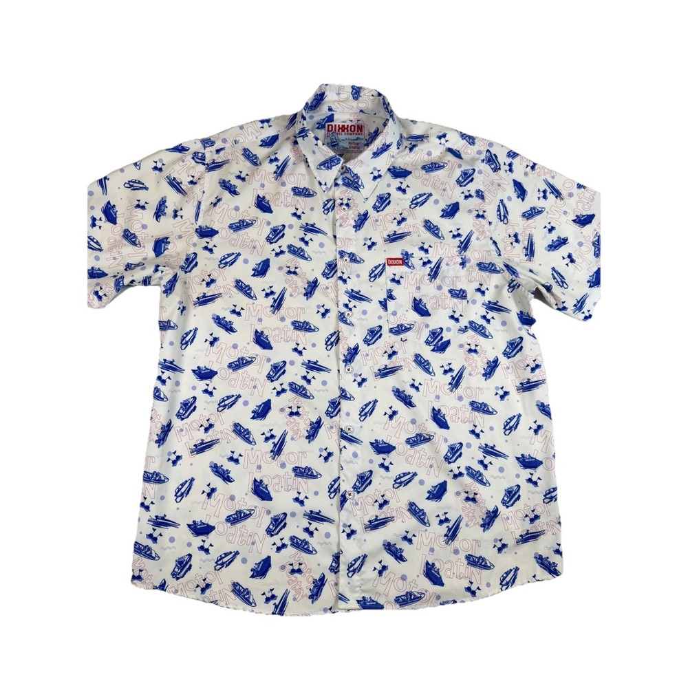 Dixxon Flannel Co Motor Boatin Party Shirt Short Sleeve Button Lake Beach Summer